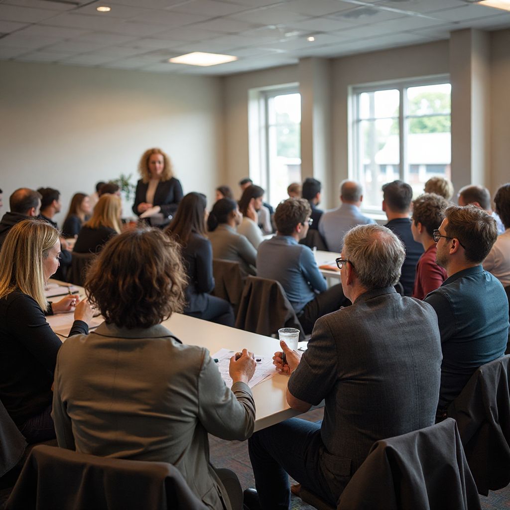 Group of people at financial workshop